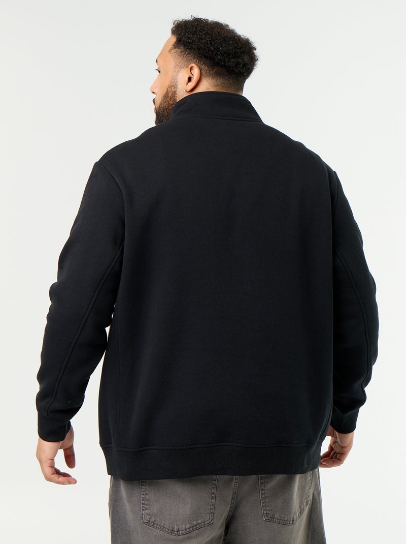 Warm Fleece Quarter-Zip Sweatshirt Black - Kiabi