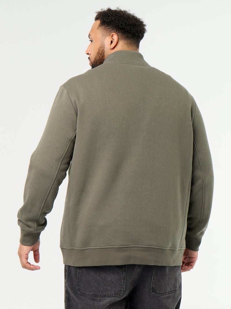 Warm Fleece Quarter-Zip Sweatshirt Green - Kiabi