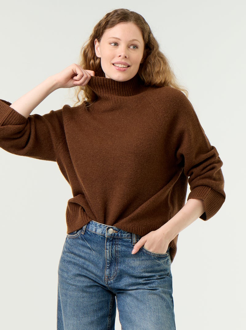 Warm high-neck sweater Brown - Kiabi