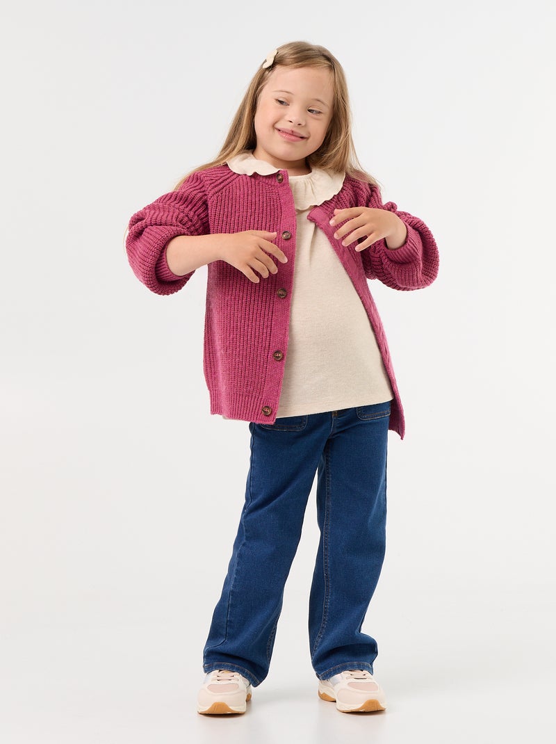 Warm knit cardigan - easy-to-wear collection Purple - Kiabi
