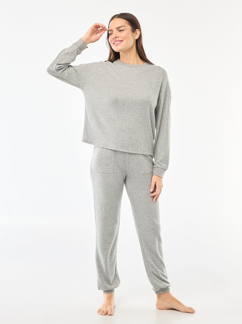 Warm Knit Pajama Set - 2 Piece Grey - Kiabi