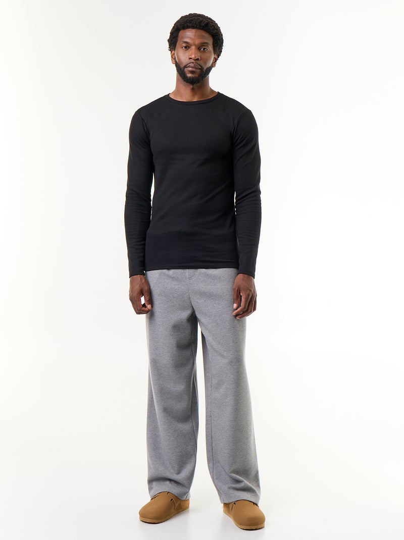 Warm-touch ribbed long-sleeved T-shirt Black - Kiabi