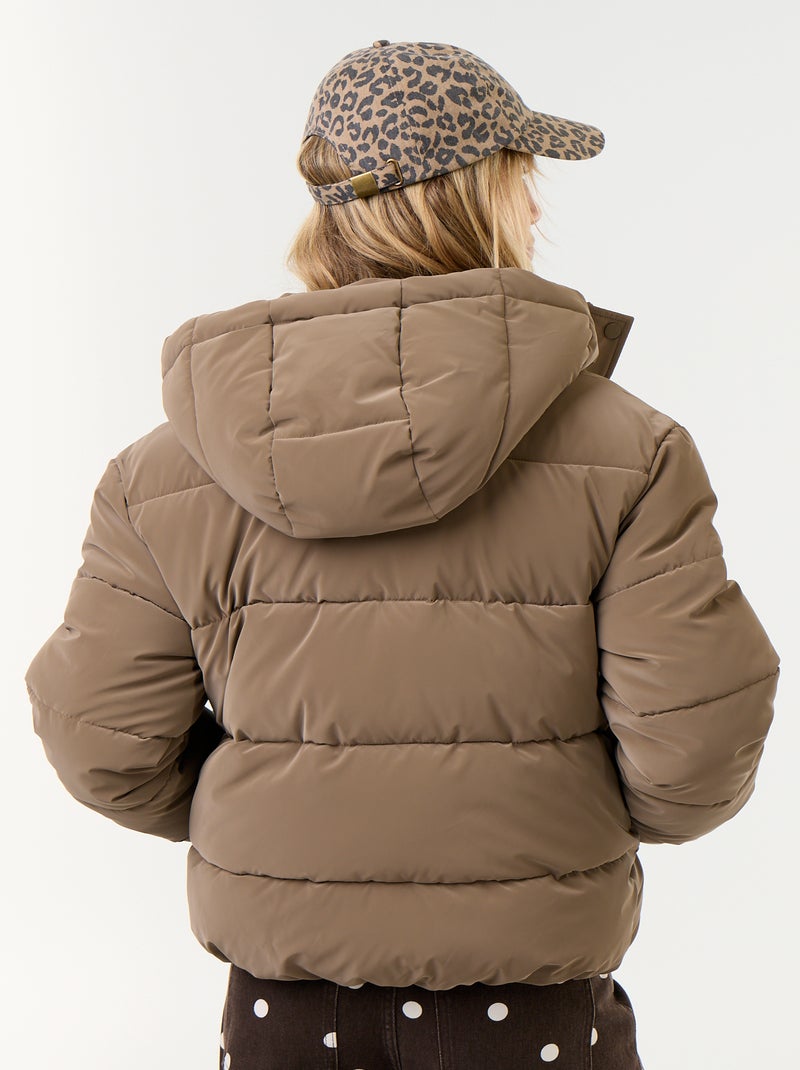 Warm velvet-feel puffer jacket Brown - Kiabi