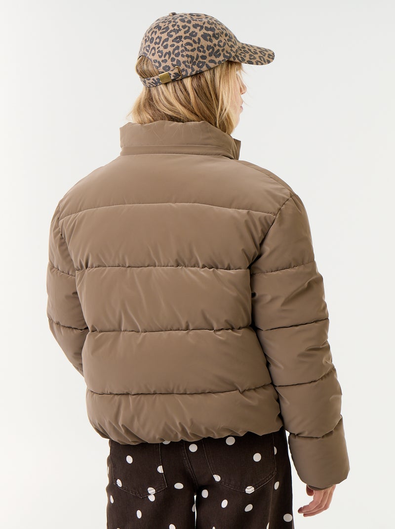 Warm velvet-feel puffer jacket Brown - Kiabi