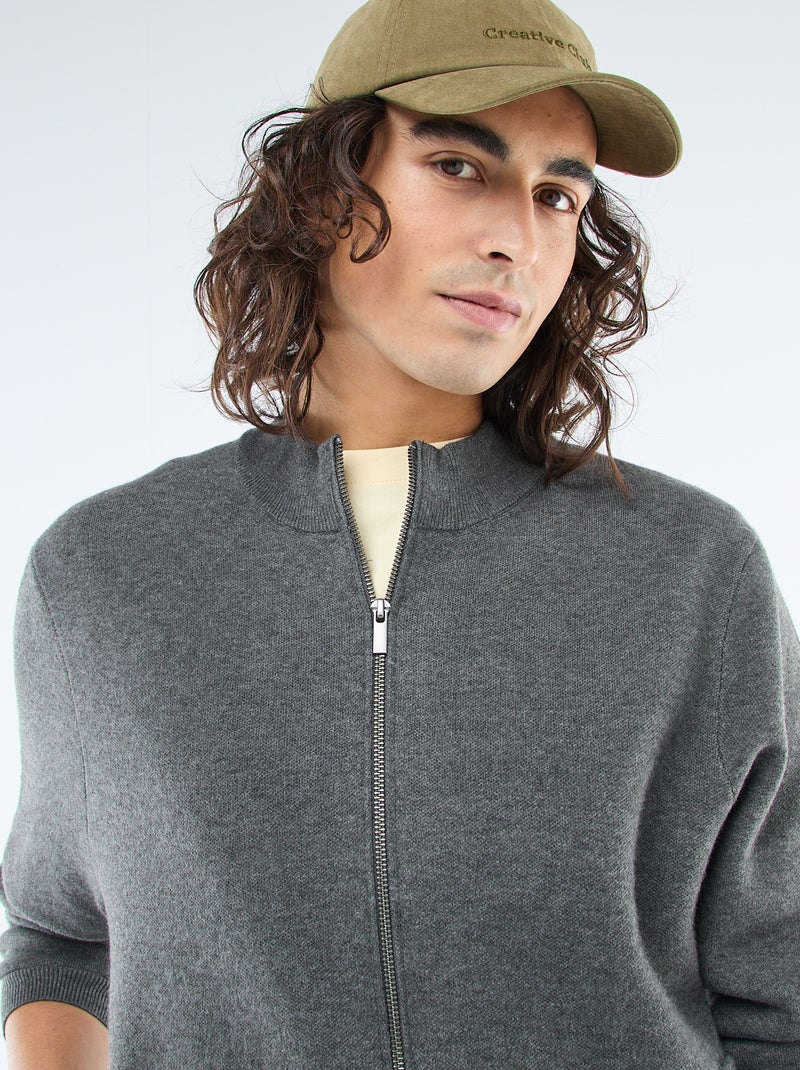 Warm Zip-Up High Neck Vest Grey - Kiabi