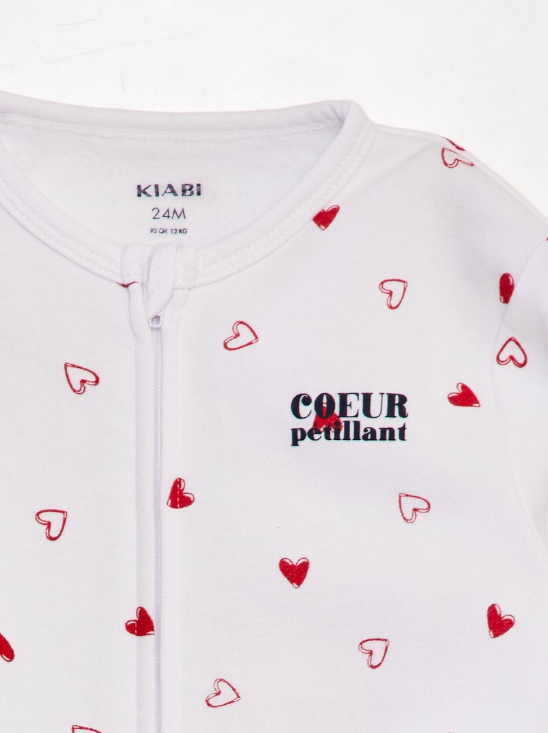 Warmer Langarmpyjama \'Liebe\' Weiß - Kiabi