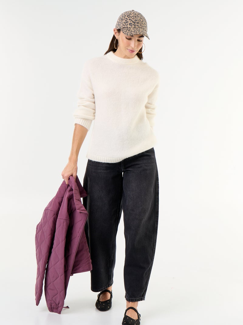 Warmer Mohair-Pullover mit Rundhalsausschnitt Beige - Kiabi