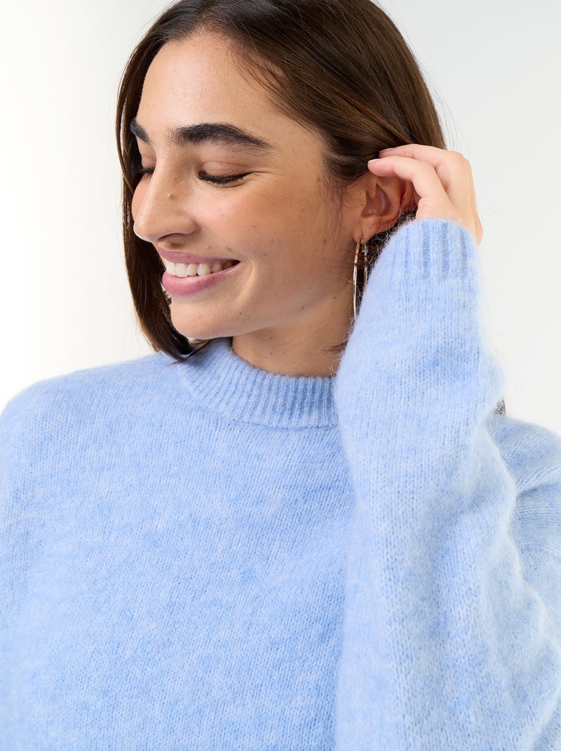 Warmer Mohair-Pullover mit Rundhalsausschnitt Blau - Kiabi