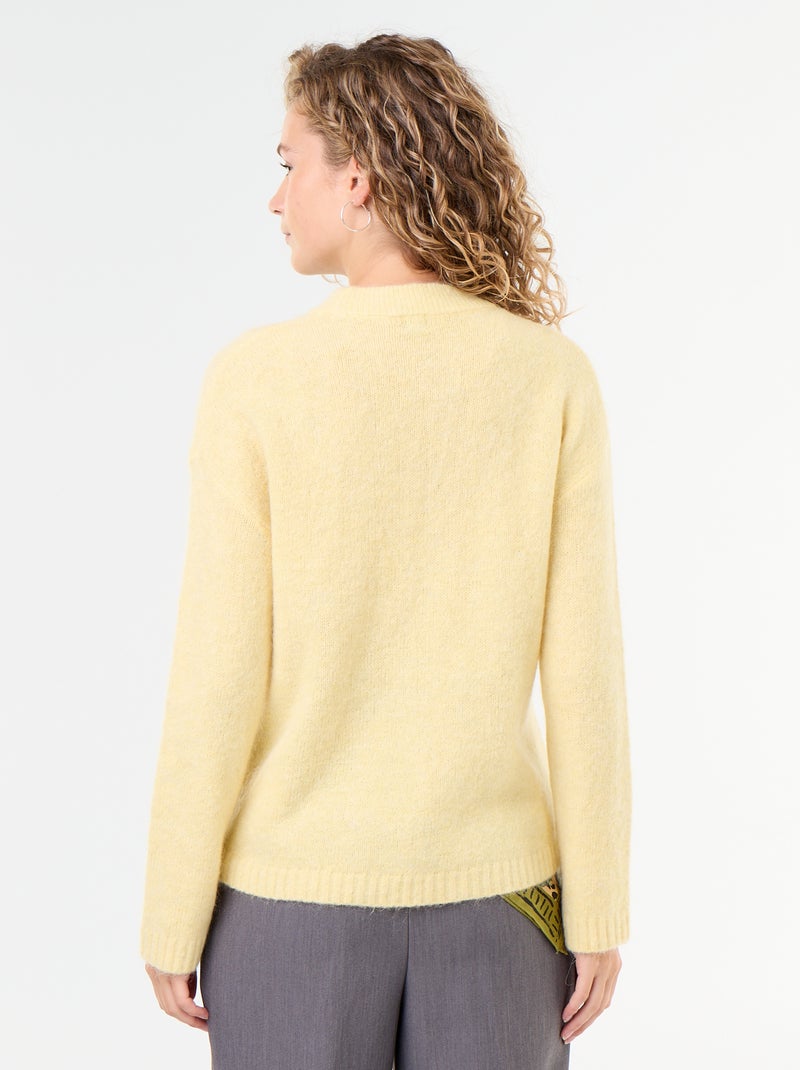 Warmer Mohair-Pullover mit Rundhalsausschnitt GELB - Kiabi