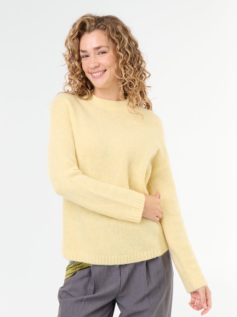 Warmer Mohair-Pullover mit Rundhalsausschnitt GELB - Kiabi