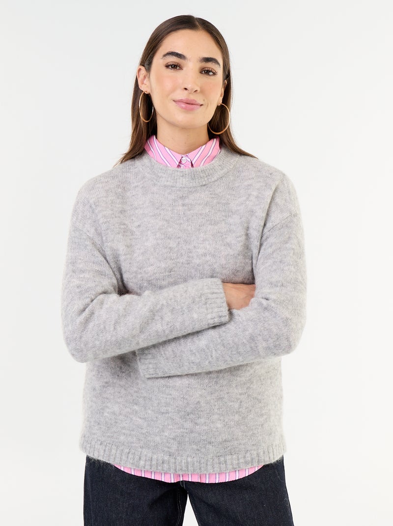 Warmer Mohair-Pullover mit Rundhalsausschnitt Grau - Kiabi