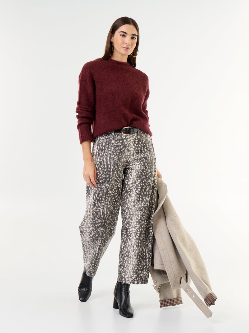 Warmer Mohair-Pullover mit Rundhalsausschnitt Lila - Kiabi