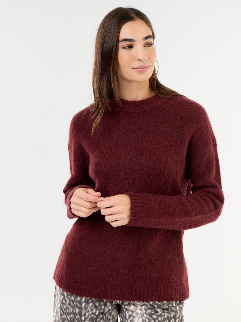 Warmer Mohair-Pullover mit Rundhalsausschnitt Lila - Kiabi