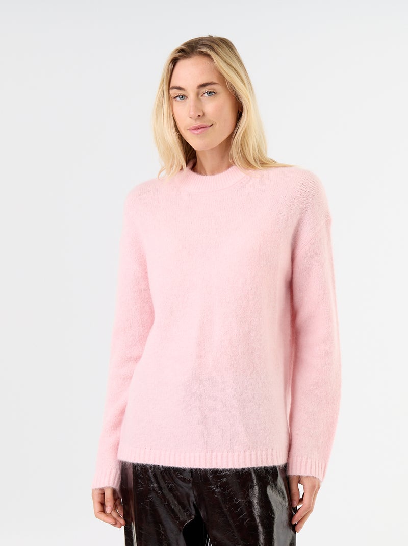 Warmer Mohair-Pullover mit Rundhalsausschnitt Rosa - Kiabi
