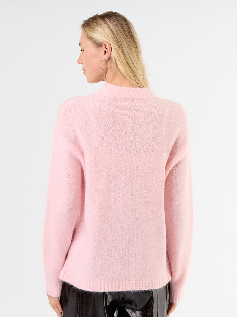 Warmer Mohair-Pullover mit Rundhalsausschnitt Rosa - Kiabi