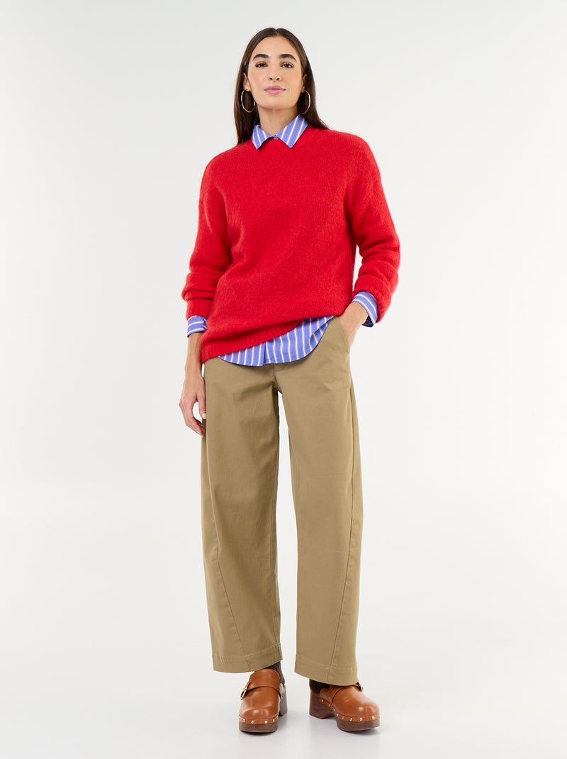 Warmer Mohair-Pullover mit Rundhalsausschnitt Rot - Kiabi