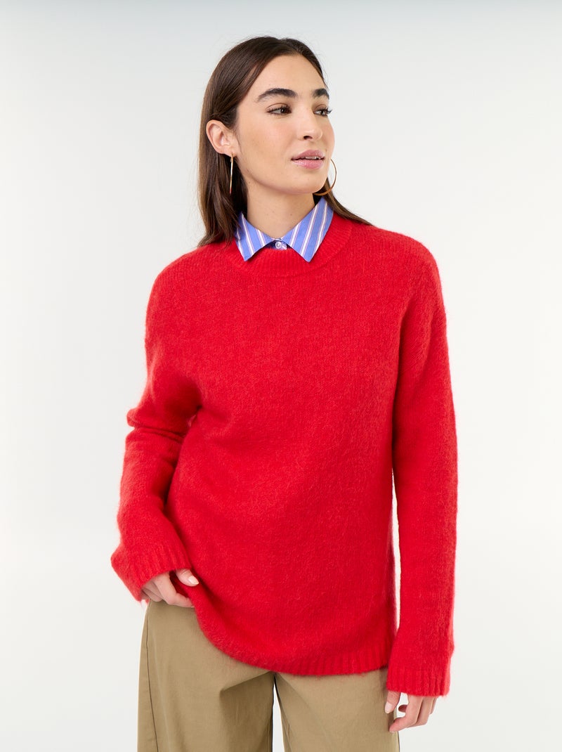 Warmer Mohair-Pullover mit Rundhalsausschnitt Rot - Kiabi