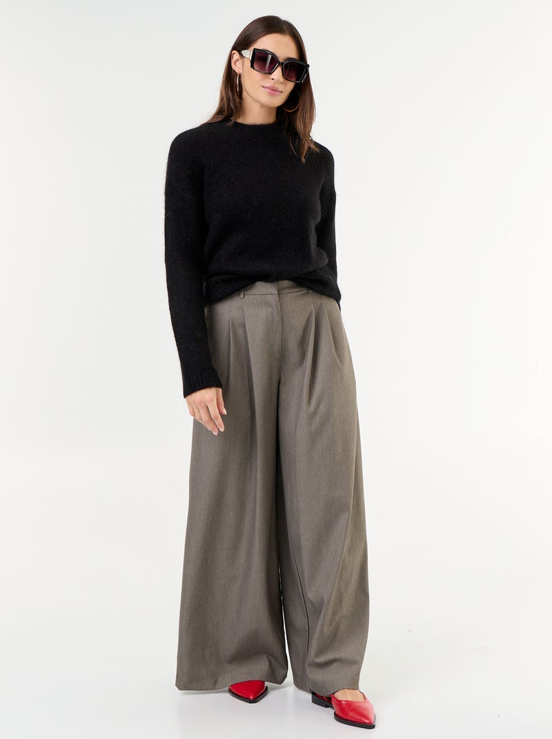 Warmer Mohair-Pullover mit Rundhalsausschnitt Schwarz - Kiabi