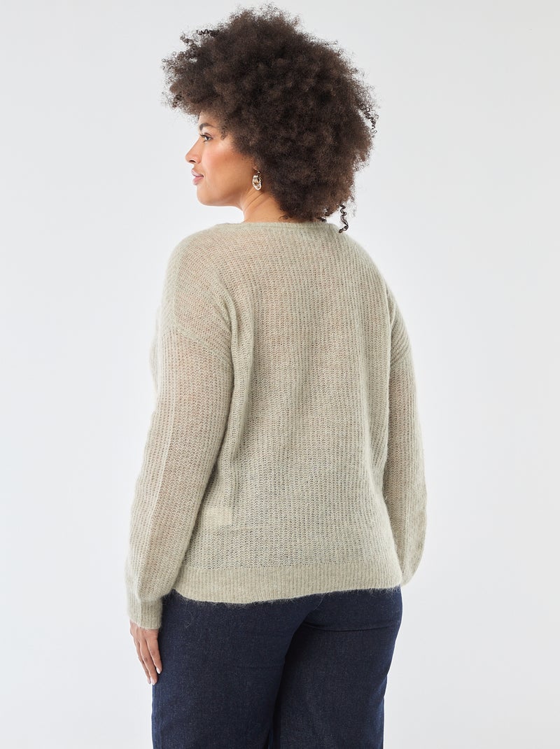 Warmer Mohair-Rundhalspullover Grün - Kiabi