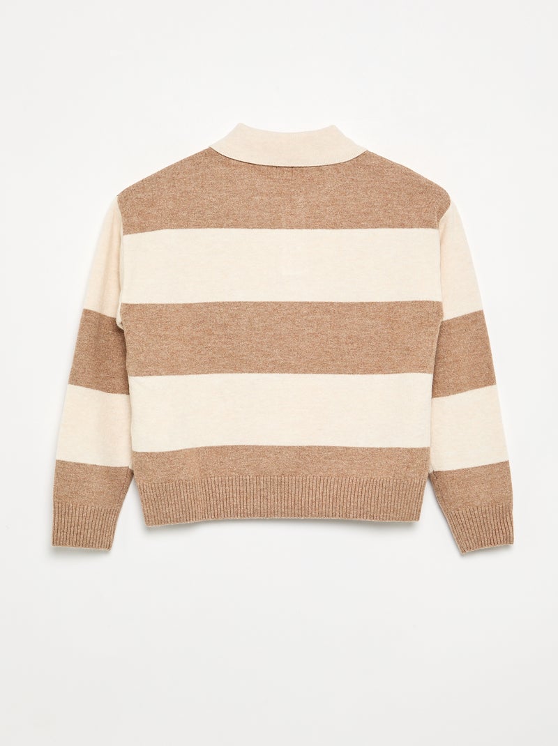 Warmer Pullover im Polo-Stil Beige - Kiabi