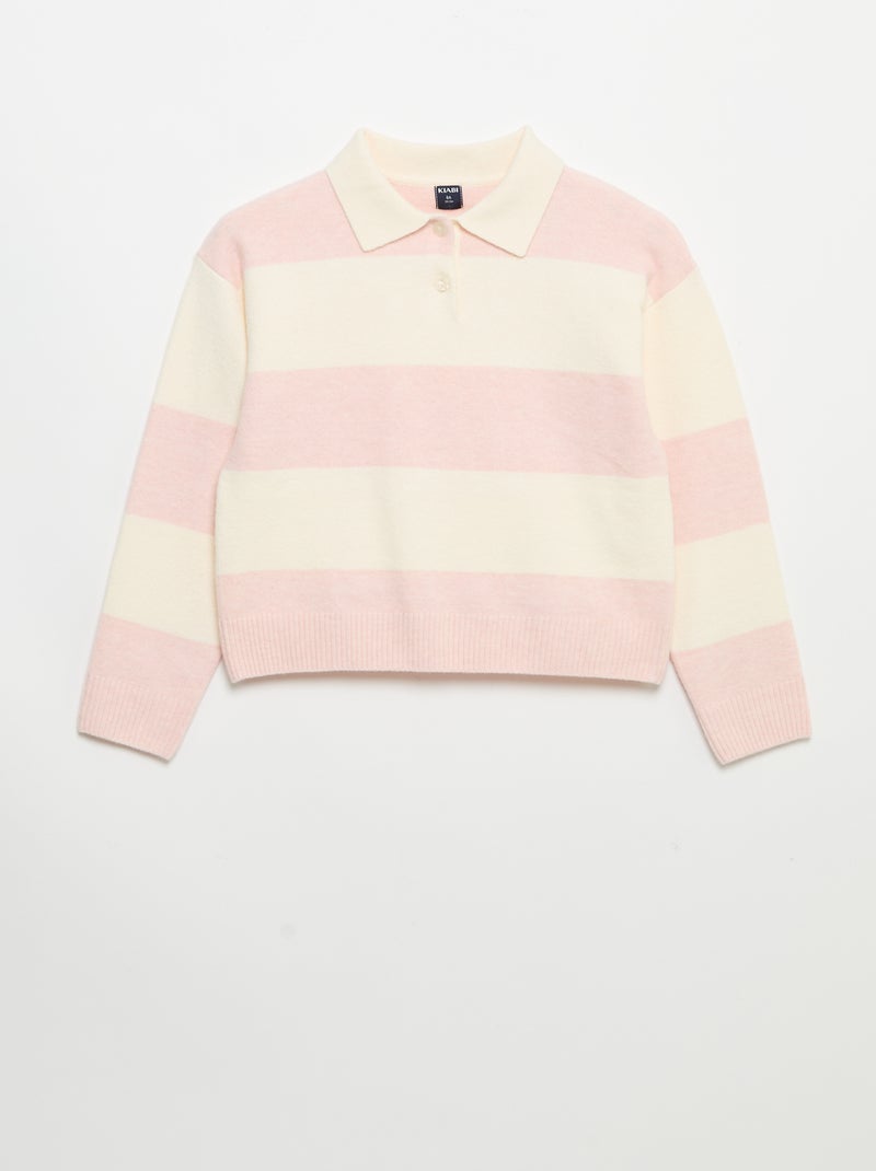 Warmer Pullover im Polo-Stil Rosa - Kiabi