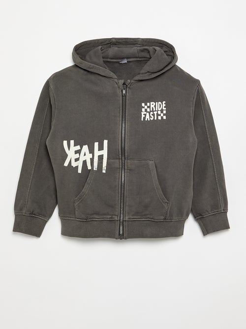 Washed-effect hooded sweatshirt with kangaroo pockets - Kiabi