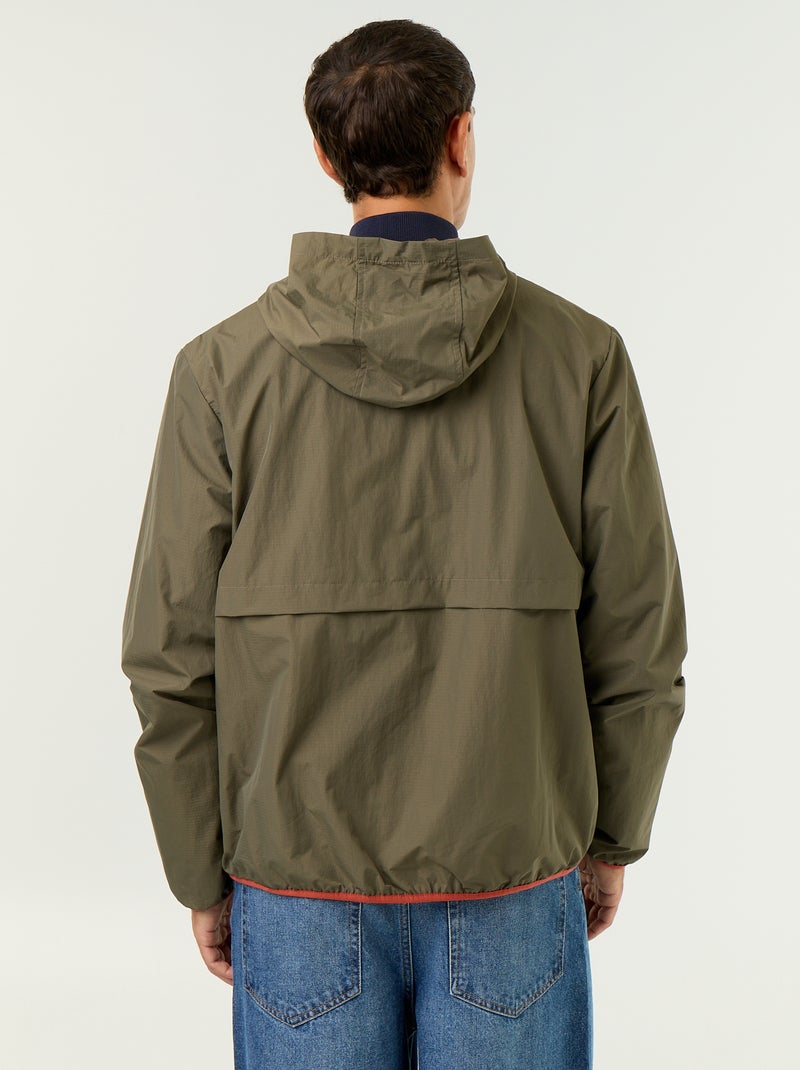 Wasserabweisende Kapuzen-Windjacke Kaki - Kiabi