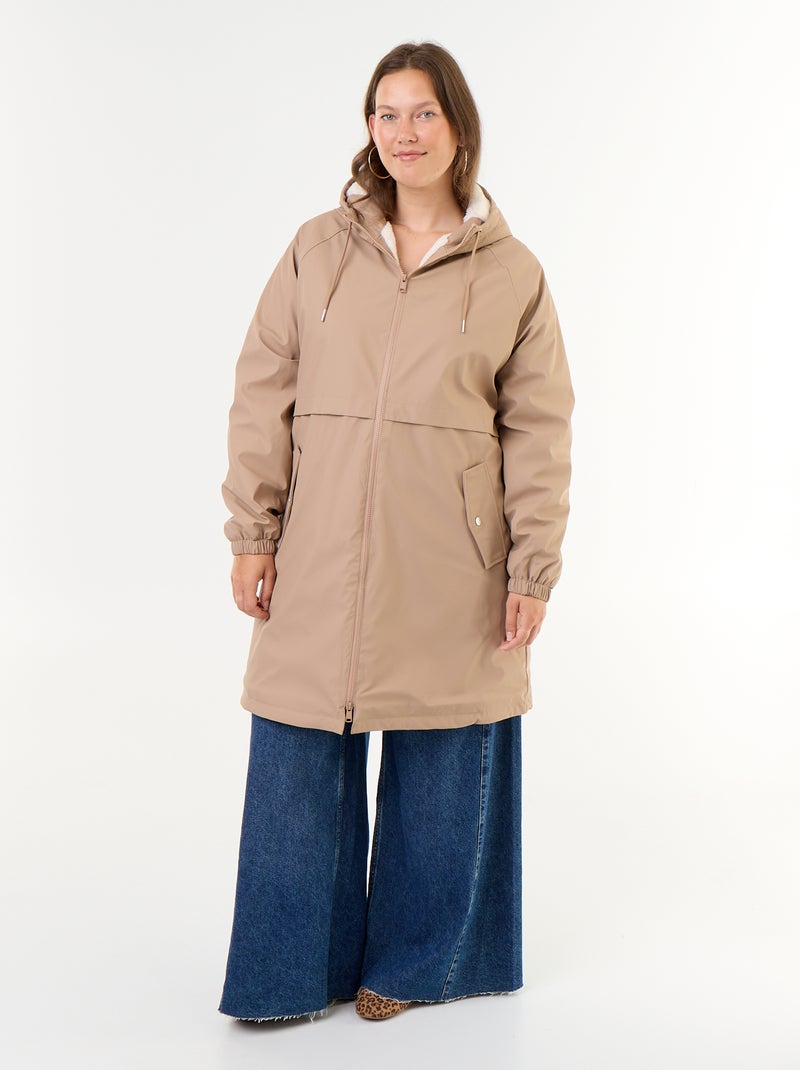 Wasserabweisender, gefütterter Parka mit Kapuze Marron - Kiabi