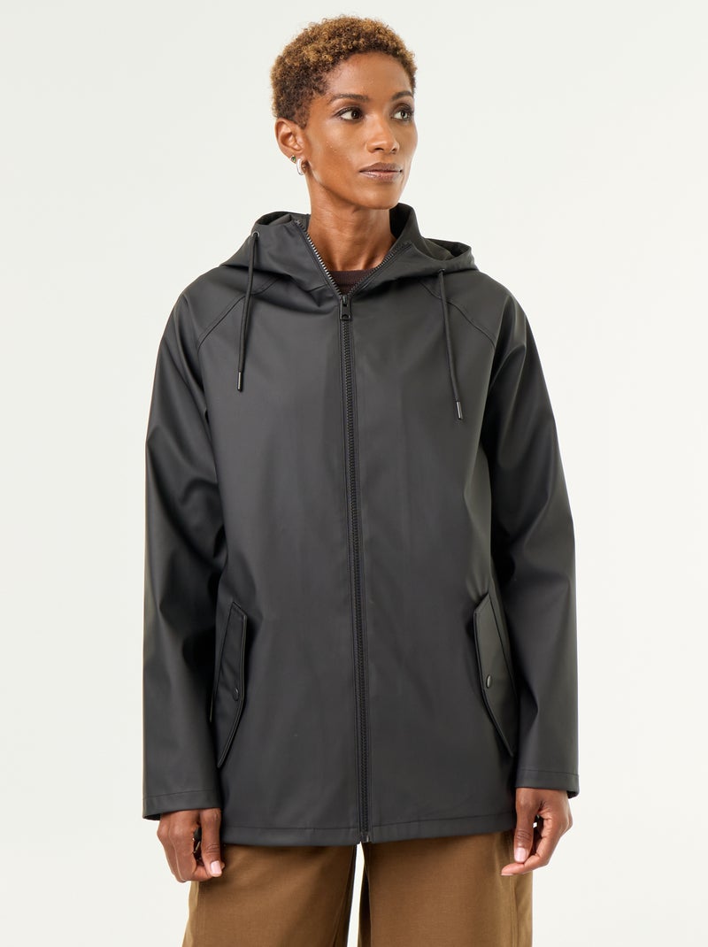 Wasserabweisender Kapuzenparka Schwarz - Kiabi