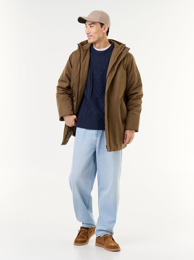 Wasserabweisender Parka mit Kapuze Vert - Kiabi