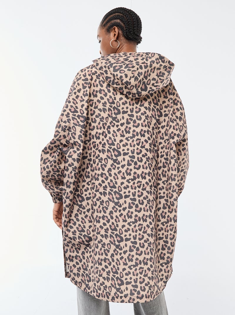 Wasserabweisender Regencape mit Kapuze und praktischer Faltfunktion Beige - Kiabi
