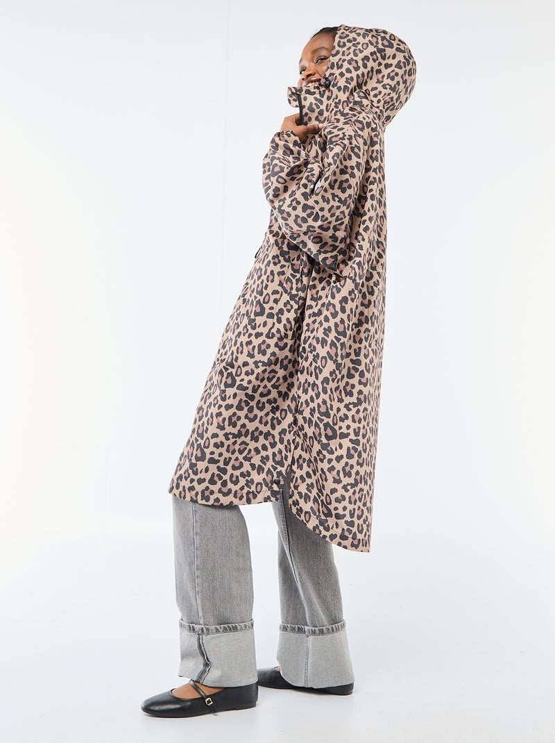 Wasserabweisender Regencape mit Kapuze und praktischer Faltfunktion Beige - Kiabi