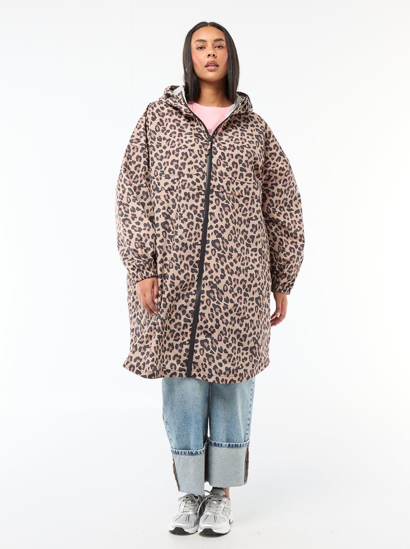 Water-Repellent Rain Cape with Hood Beige - Kiabi
