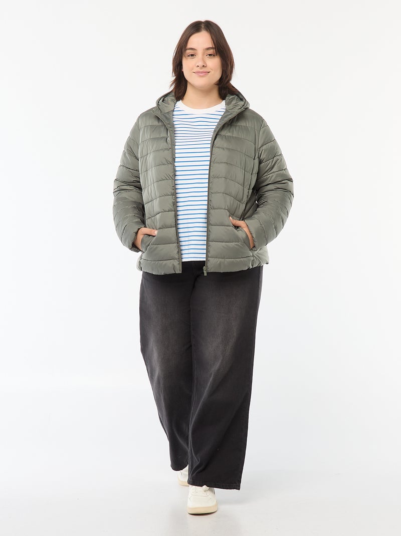 Wattierte, wasserabweisende Steppjacke Khaki - Kiabi