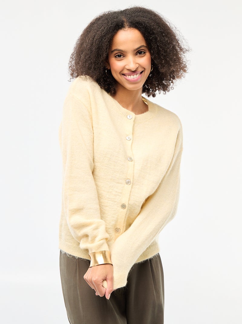 Weiche Strickjacke aus Wolle und Mohair GELB - Kiabi