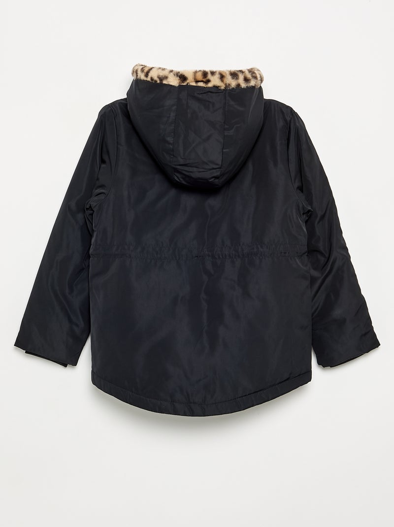 Weicher Parka mit Kunstfellkapuze Noir - Kiabi