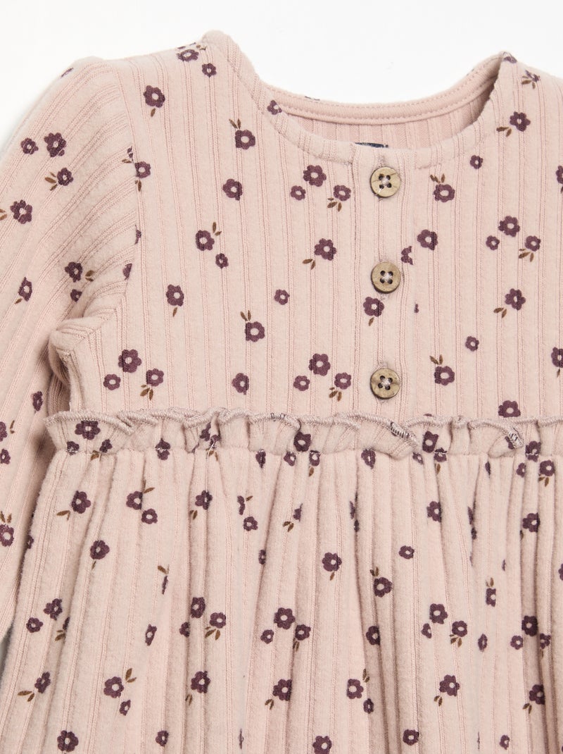 Weiches Strickkleid mit Print Rosa - Kiabi