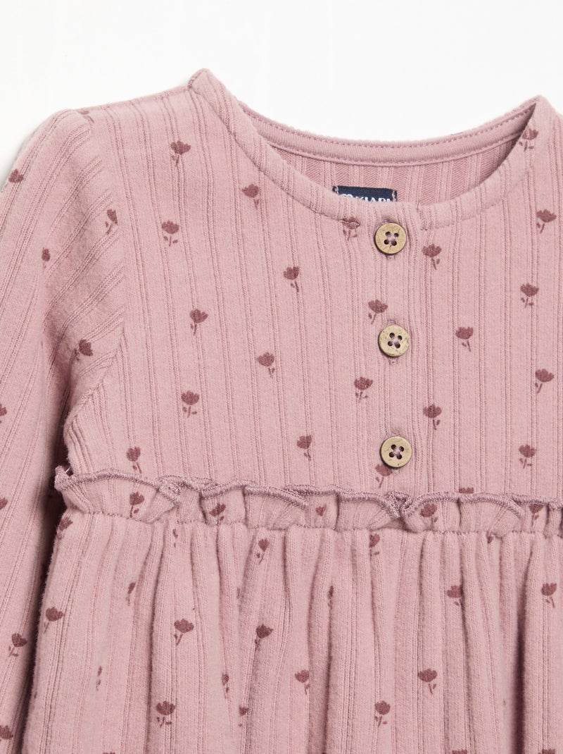 Weiches Strickkleid mit Print Rose - Kiabi
