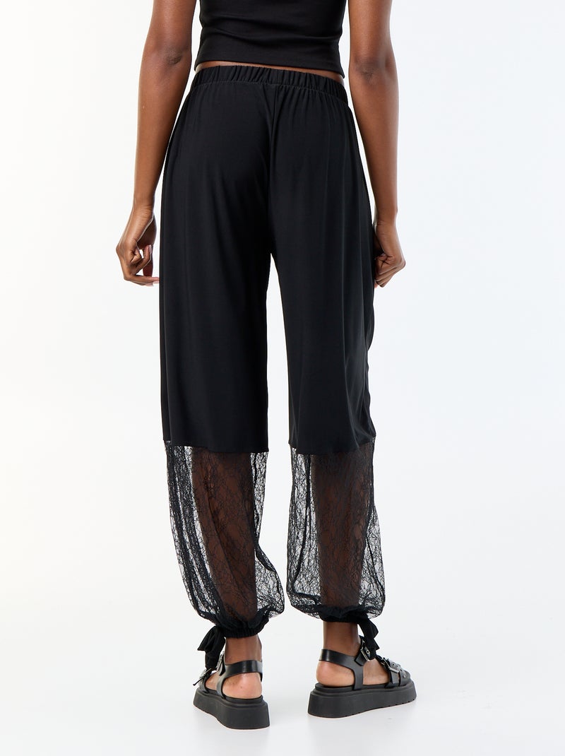 Weite Ballonhose mit Spitzenabschluss Schwarz - Kiabi