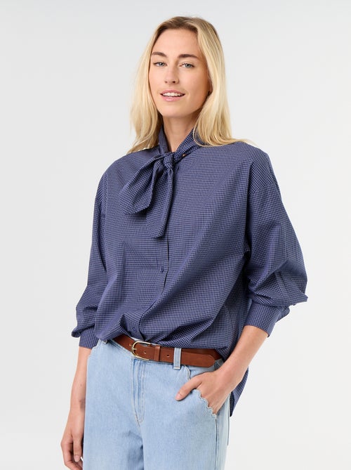 Weite Bluse mit langen Ärmeln und Schluppenkragen - Kiabi
