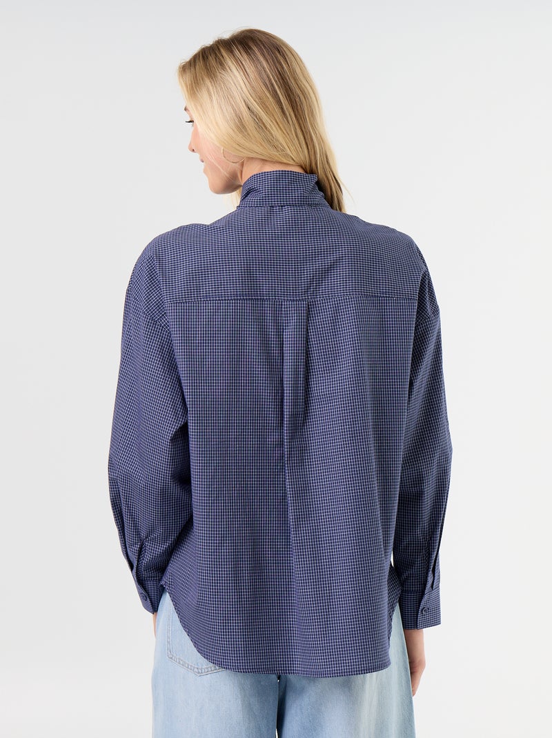Weite Bluse mit langen Ärmeln und Schluppenkragen Blau - Kiabi