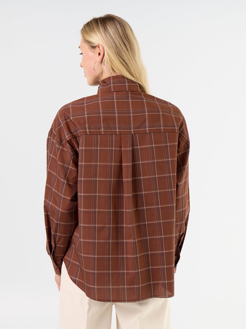 Weite Bluse mit langen Ärmeln und Schluppenkragen Braun - Kiabi