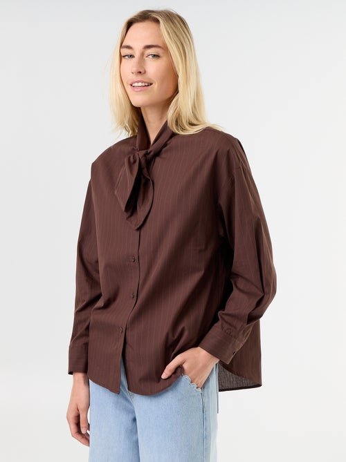 Weite Bluse mit langen Ärmeln und Schluppenkragen - Kiabi