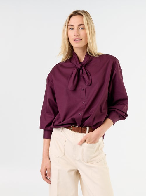 Weite Bluse mit langen Ärmeln und Schluppenkragen - Kiabi