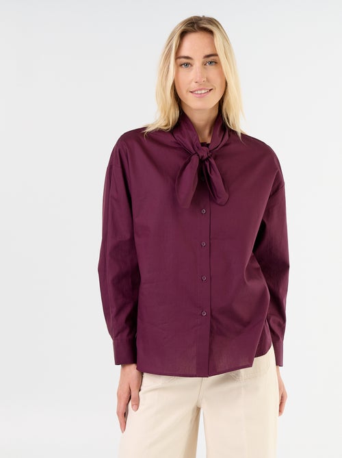 Weite Bluse mit langen Ärmeln und Schluppenkragen - Kiabi