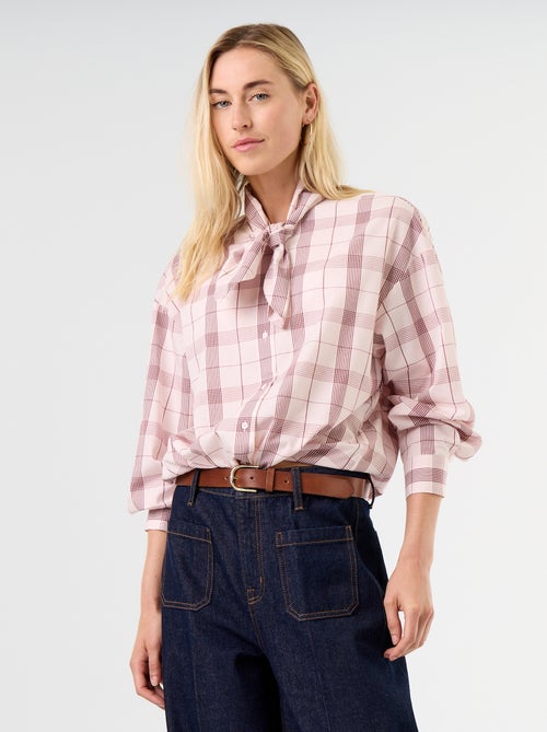 Weite Bluse mit langen Ärmeln und Schluppenkragen - Kiabi