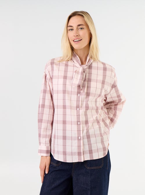 Weite Bluse mit langen Ärmeln und Schluppenkragen - Kiabi