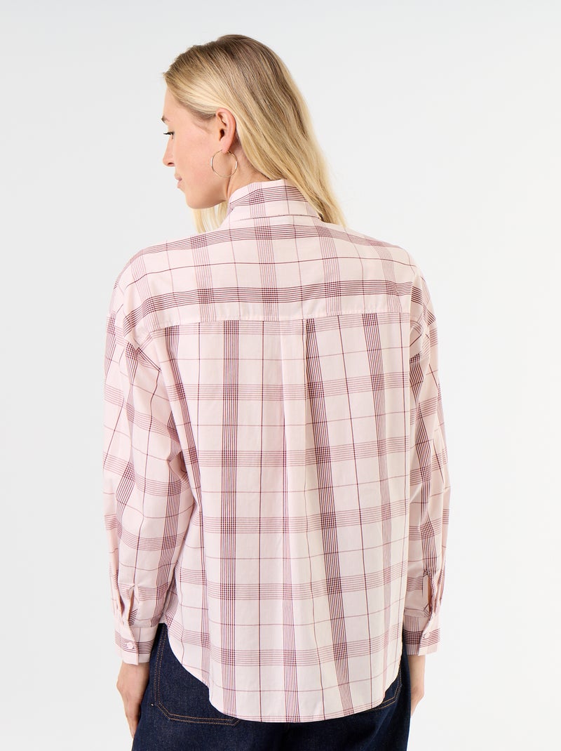 Weite Bluse mit langen Ärmeln und Schluppenkragen Rosa - Kiabi