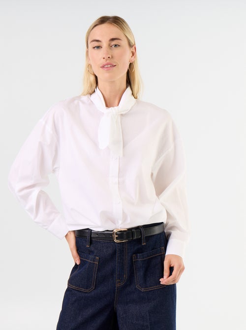Weite Bluse mit langen Ärmeln und Schluppenkragen - Kiabi