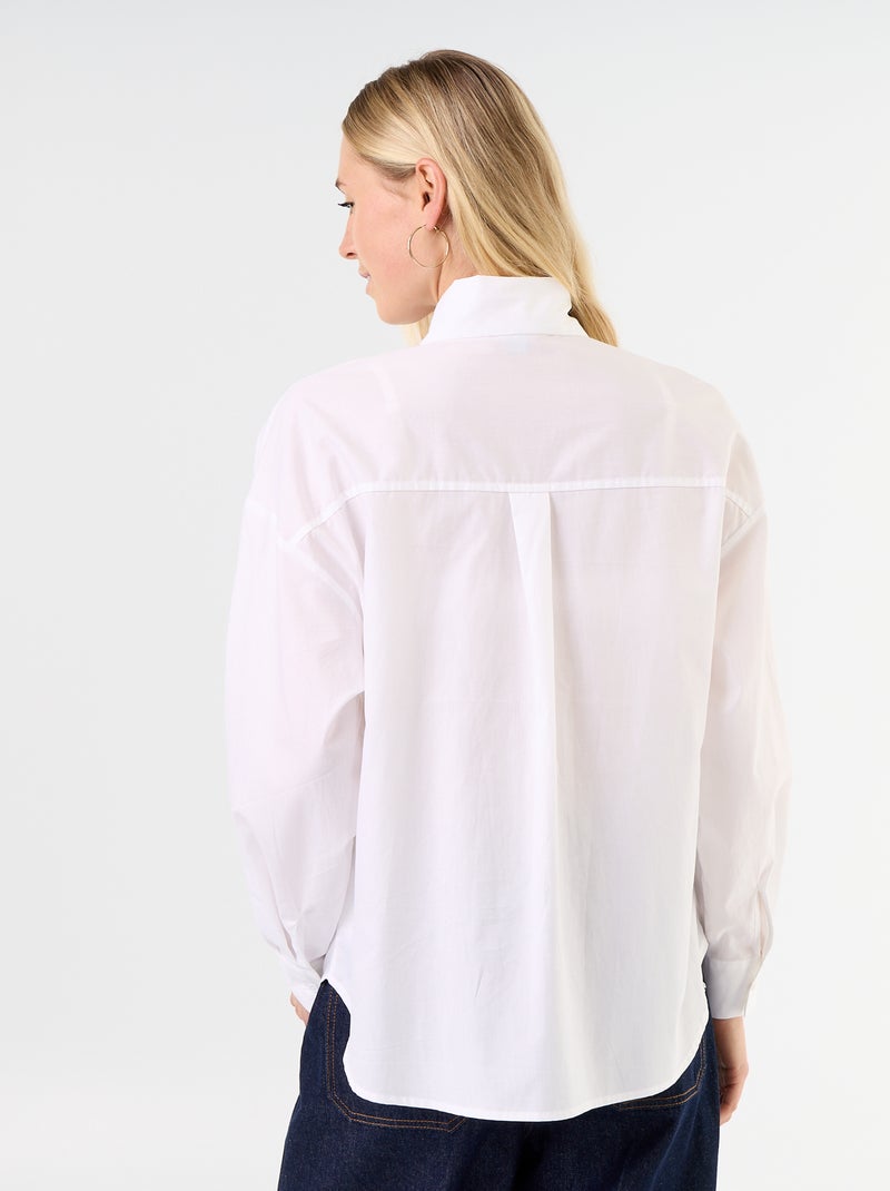 Weite Bluse mit langen Ärmeln und Schluppenkragen Weiß - Kiabi